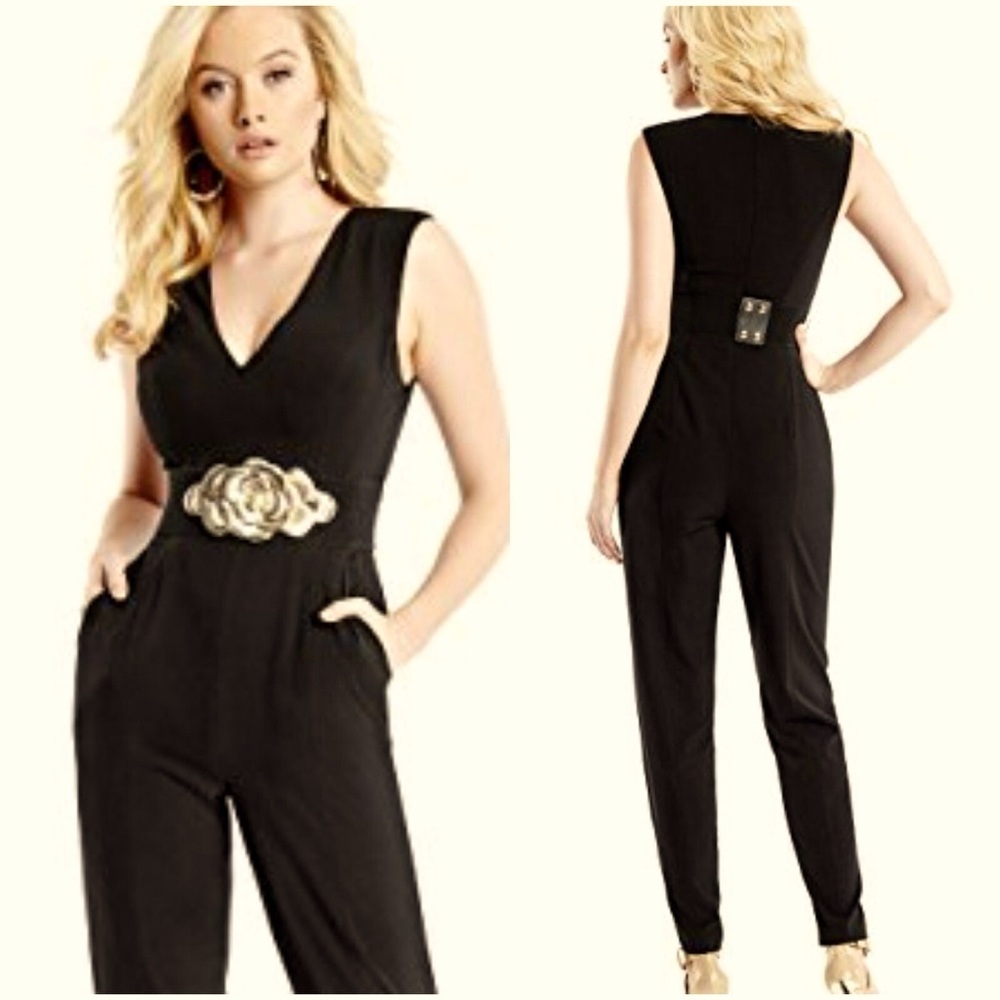 GUESS BY MARCIANO BLACK KELSI JUMPSUIT with belt